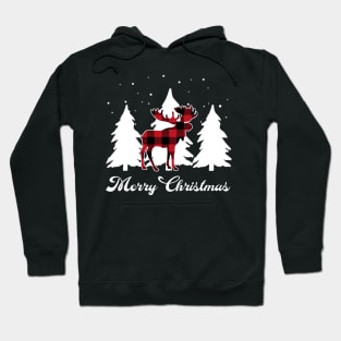 Moose Red Buffalo Plaid Christmas Matching Family Xmas Hoodie